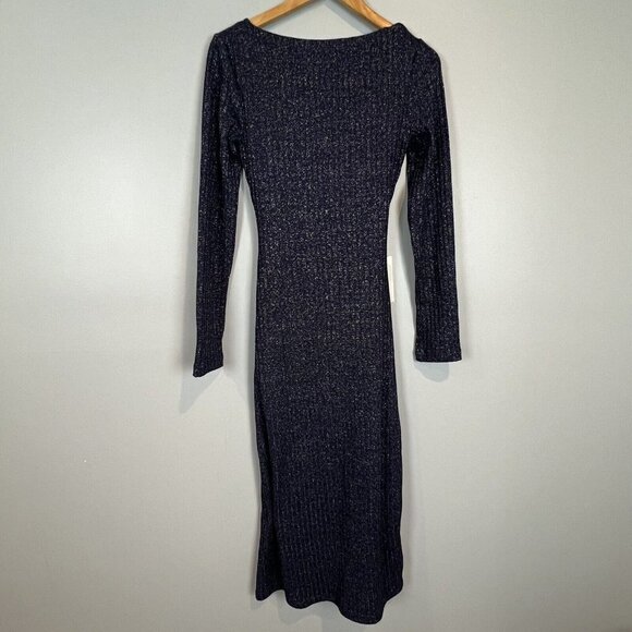 Bardot Lurex Rib Midi Dress in Navy Lurex Metallic Sparkle Womens size Small NWT - Picture 7 of 9
